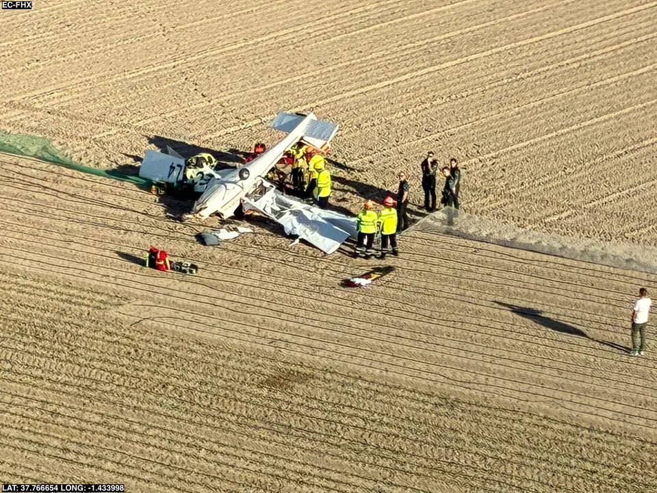 Avioneta accidentada en una finca de Totana