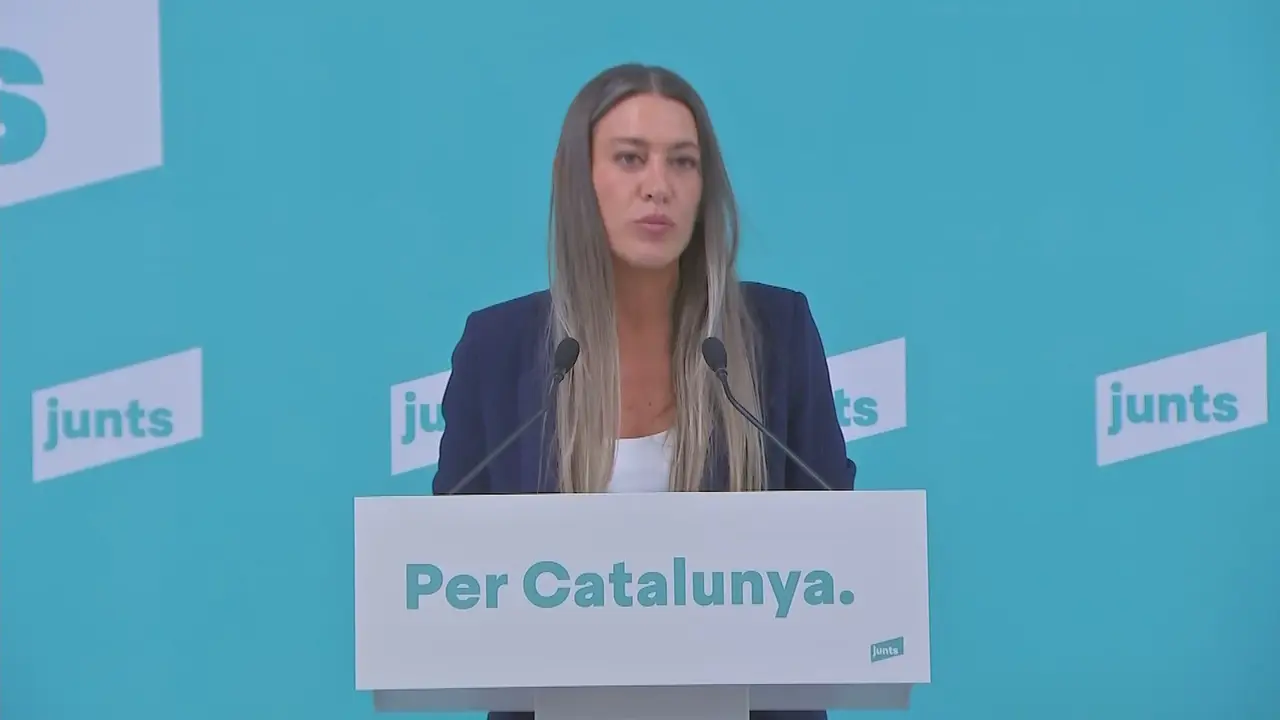 La portavoz de Junts en el Congreso, Miriam Nogueras, antes de la rueda de prensa de este mi&eacute;rcoles (foto: EP)