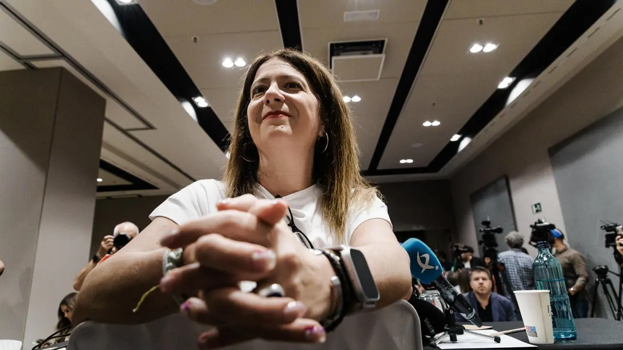 La exmilitante socialista Leire D&iacute;ez durante una rueda de prensa, en una foto de archivo