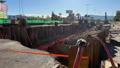 Estado de las obras por la aver&iacute;a del colector de Miguel Indurain (foto: EP)