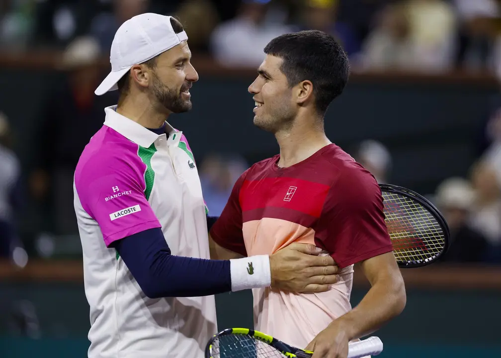 Imagen de archivo de Grigor Dimitrov y Carlos Alcaraz en Indian Wells (foto: Ep)