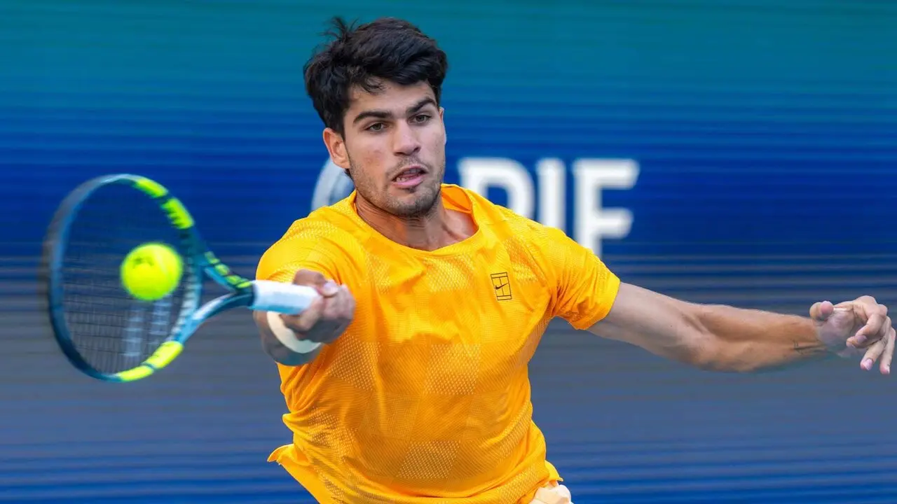 Carlos Alcaraz, en su encuentro frente a Korda en Miami | Foto: ATP