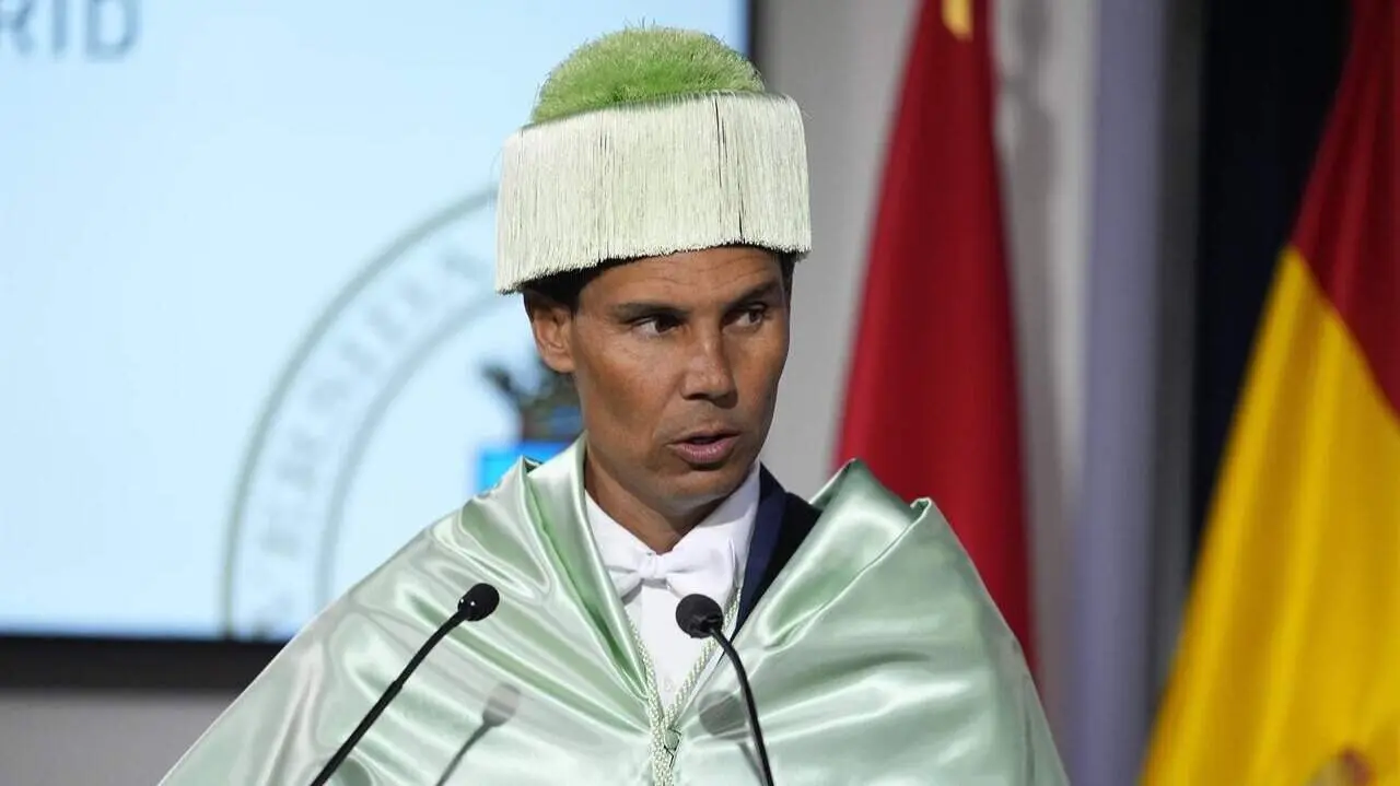 Rafa Nadal durante su investidura como doctor honoris causa por la Universidad Polit&eacute;cnica de Madrid (foto: EP)
