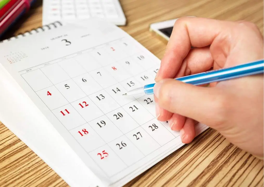 Imagen de archivo de un calendario