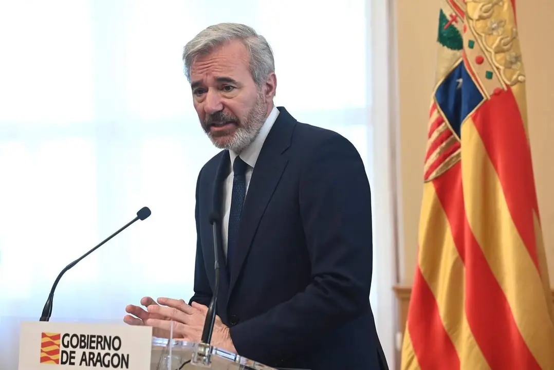 El presidente en funciones del Gobierno de Arag&oacute;n, Jorge Azc&oacute;n, durante una rueda de prensa, en el Edificio Pignatelli, a 25 de marzo de 2026, en Madrid (Espa&ntilde;a).
- Ram&oacute;n Comet - Europa Press