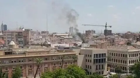 Incendio en un edificio del centro de Murcia