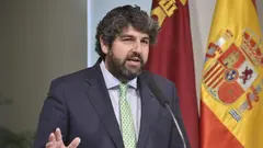El presidente de Murcia, Fernando L&oacute;pez Miras, durante una comparecencia institucional, a 28 de mayo de 2026, en Murcia, Regi&oacute;n de Murcia