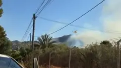 Incendio de vegetaci&oacute;n en Beniaj&aacute;n moviliza a bomberos, brigadas forestales y un helic&oacute;ptero (foto: Protecci&oacute;n Civil de Murcia)