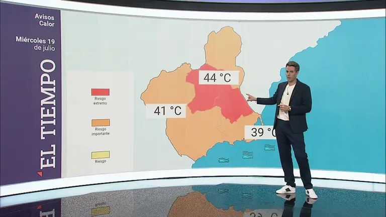 David Jim&eacute;nez muestra en La 7 Noticias las temperaturas para este mi&eacute;rcoles en la Regi&oacute;n de Murcia.