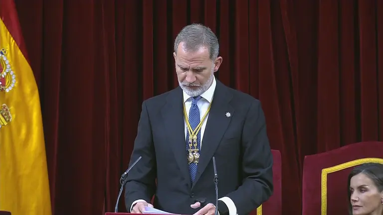 Felipe VI, durante su discurso de la XV Legislatura (foto: La 7)