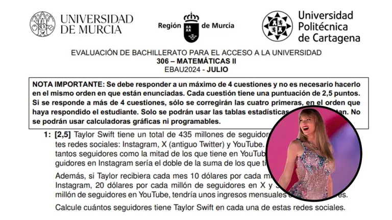 Taylor Swift en el examen de la EBAU de la Regi&oacute;n
