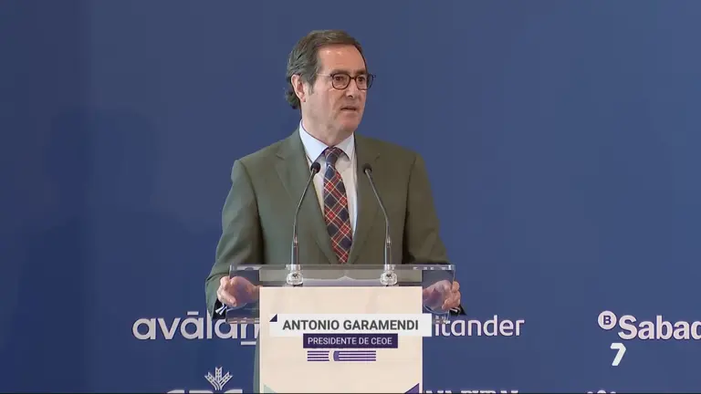 Antonio Garamendi, presidente de CEOE, en la 47&ordf; Asamblea General de CROEM (foto: La 7)