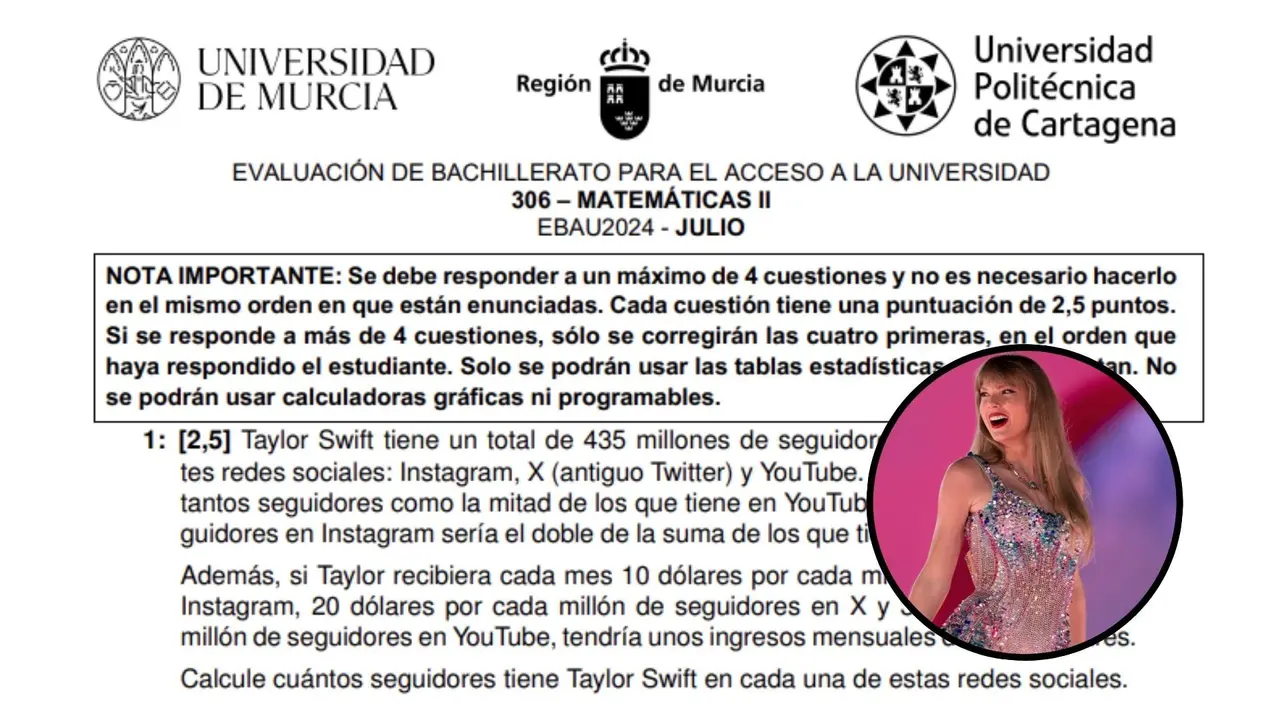 Taylor Swift en el examen de la EBAU de la Regi&oacute;n