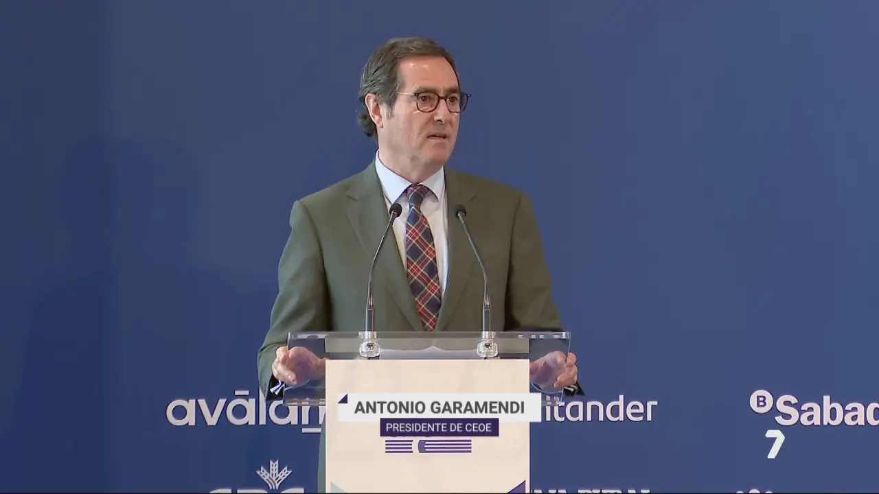 Antonio Garamendi, presidente de CEOE, en la 47&ordf; Asamblea General de CROEM (foto: La 7)