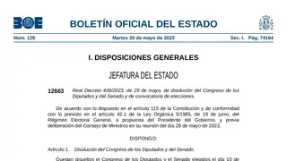 Fragmento del documento que hace oficial la convocatoria de elecciones generales en Espa&ntilde;a (foto: BOE)