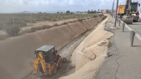 Labores de desbroce en una rambla de Los Alc&aacute;zares