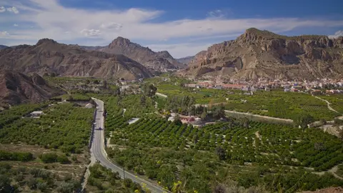 Imagen a&eacute;rea del Valle de Ricote, un ejemplo de turismo rural de la Regi&oacute;n de Murcia (Foto: CARM)