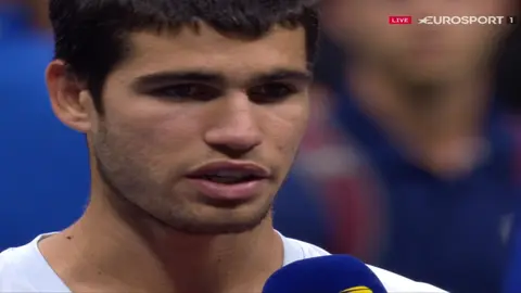 Carlos Alcaraz, tras ganar el US Open (Foto: Captura Eurosport)