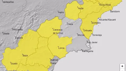 Alerta amarilla en la Regi&oacute;n de Murcia | FOTO: AEMET