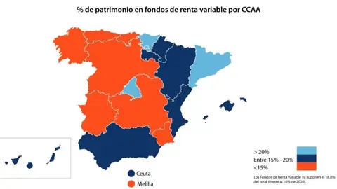 % de patrimonio en fondos de renta variable por CC AA