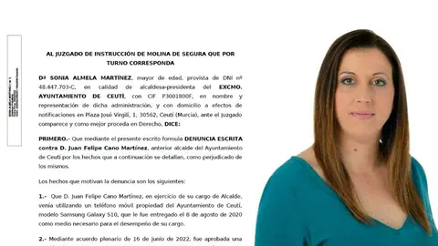 Denuncia interpuesta por Sonia Almela, alcaldesa de Ceut&iacute; tras la moci&oacute;n de censura