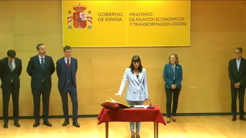 Acto de toma de posesi&oacute;n la secretaria de Estado de Telecomunicaciones e Infraestructuras Digitales, Mar&iacute;a Gonz&aacute;lez Veracruz | FOTO: MINISTRO DE ASUNTOS ECON&Oacute;MICOS