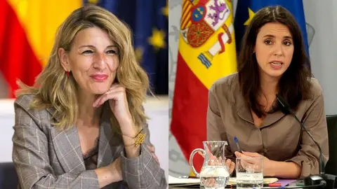Yolanda D&iacute;az (izq.) e Irene Montero
