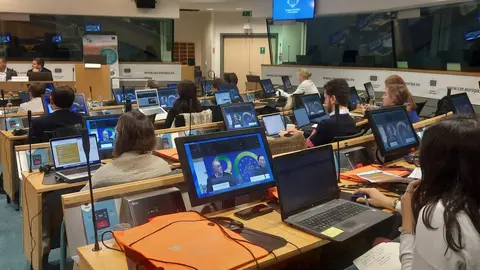 Representantes del IMIDA durante la presentaci&oacute;n en Bruselas de los avances del proyecto LIFE AgRemSO3il (Foto: CARM)