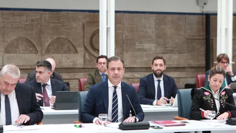 El consejero de Presidencia, Turismo, Cultura y Deportes, Marcos Ortu&ntilde;o, en su comparecencia ante la Comisi&oacute;n de Econom&iacute;a, Hacienda y Presupuestos de la Asamblea Regional (Foto: CARM)