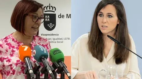 La vicepresidenta regional Isabel Franco (izq.) y la ministra de Igualdad, Ione Belarra