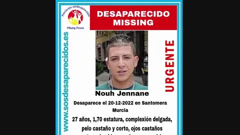 Nouh Jennane, joven desaparecido en Santomera (foto: SOS Desaparecidos)
