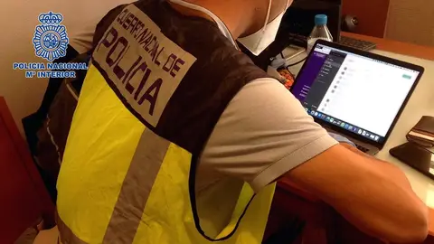 Un agente de la Polic&iacute;a Nacional delante de un ordenador en el marco de una investigaci&oacute;n (foto: Polic&iacute;a Nacional)
