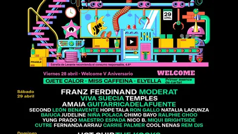 Cartel por d&iacute;as del WARM UP