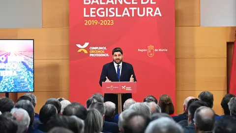 L&oacute;pez Miras presenta el balance de la acci&oacute;n del Gobierno de la Regi&oacute;n de Murcia durante la legislatura 2019-2023 (Foto: CARM)