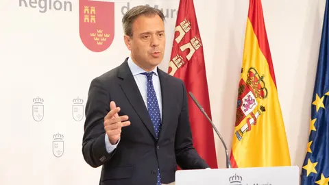 El portavoz del Gobierno regional, durante la rueda de prensa posterior a la reuni&oacute;n del Consejo de Gobierno