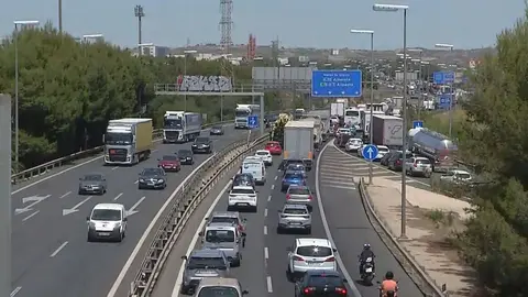 Foto de archivo de un atasco en el denominado Nudo de Espinardo de Murcia (foto: La 7)