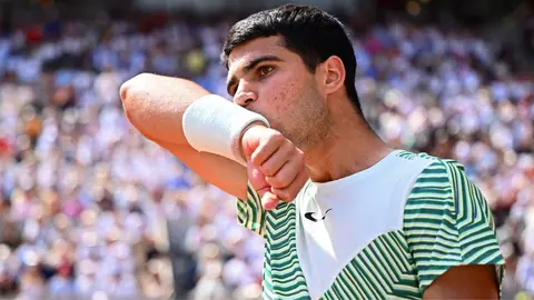 Carlos Alcaraz, en el partido ante Djokovic