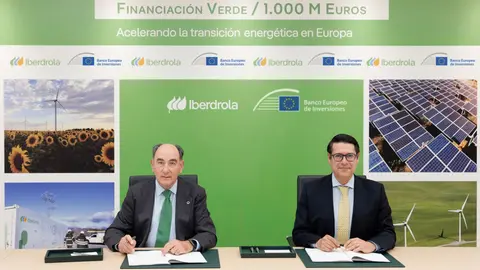 El acuerdo ha sido firmado en Madrid por Ricardo Mourinho F&eacute;lix, vicepresidente del Banco Europeo de Inversiones, e Ignacio Gal&aacute;n, presidente de Iberdrola.