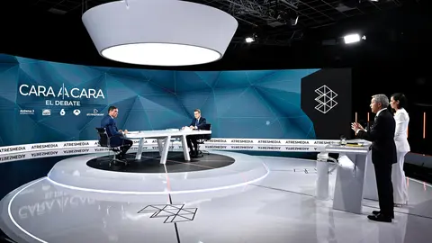 Imagen del 'cara a cara' entre S&aacute;nchez y Feij&oacute;o de hace unos d&iacute;as en Atresmedia