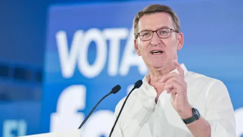 Feij&oacute;o, en un mitin.