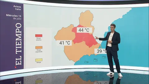 David Jim&eacute;nez muestra en La 7 Noticias las temperaturas para este mi&eacute;rcoles en la Regi&oacute;n de Murcia.