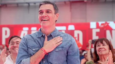Pedro S&aacute;nchez en la sede del PSOE tras los resultados de las elecciones del 23J (foto: EP)