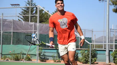 Carlos Alcaraz, prepar&aacute;ndose para el ATP de Toronto 2023 (foto: @carlosalcaraz)