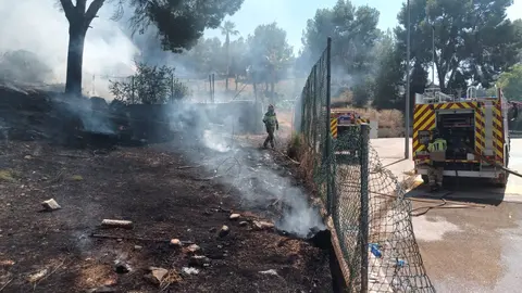 En total, el fuego ha calcinado unos 1.000 metros cuadrados de matorral y pinos.
