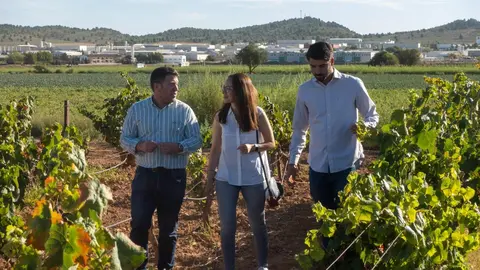 El director general de Pol&iacute;tica Agraria Com&uacute;n, Juan Pedro Vera (i), durante su visita a la finca de un joven agricultor en Caravaca de la Cruz (foto: CARM)