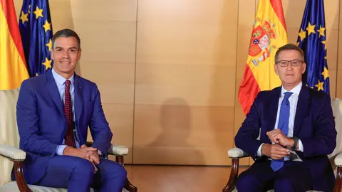 Pedro S&aacute;nchez (izq.) y Alberto N&uacute;&ntilde;ez Feij&oacute;o