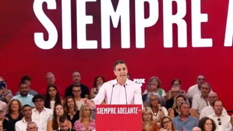 El secretario general del PSOE y presidente del Gobierno en funciones, Pedro S&aacute;nchez, durante un acto del PSOE en M&aacute;laga (foto: EP)