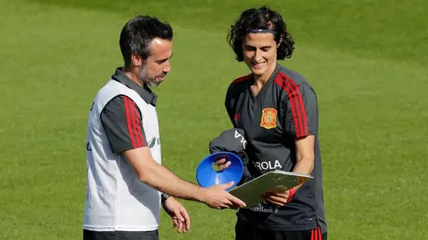 Vilda y Tom&eacute;, en un entrenamiento de la Selecci&oacute;n Espa&ntilde;ola