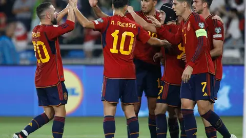 La Selecci&oacute;n Espa&ntilde;ola celebra un gol