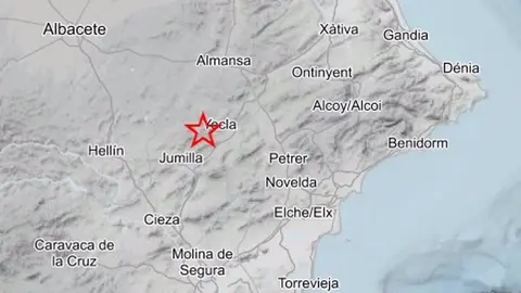 Terremoto registrado en la ma&ntilde;ana del lunes en Yecla (foto: IGN)